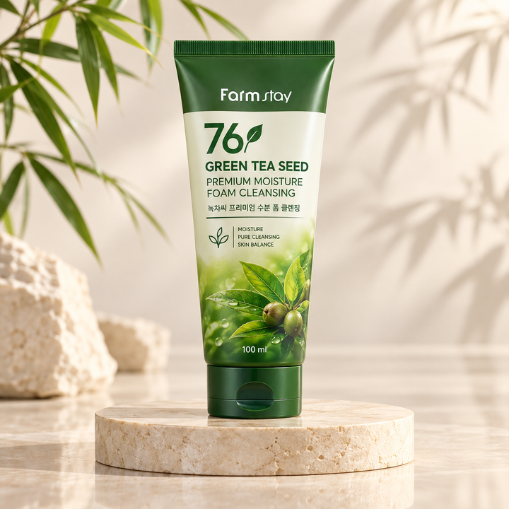 FarmStay 76 Green Tea Seed Premium Moisture Foam Cleansing 100 ml